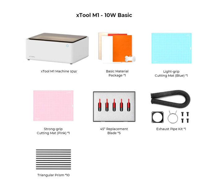 xTool M1 10W Basic Bundle – Настільний гібридний лазерно-лезовий різак