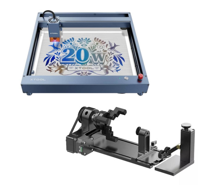 xTool D1 Pro 20W RA2 Pro Kit – Комплект xTool Гравер-різак з Ротаційними насадками