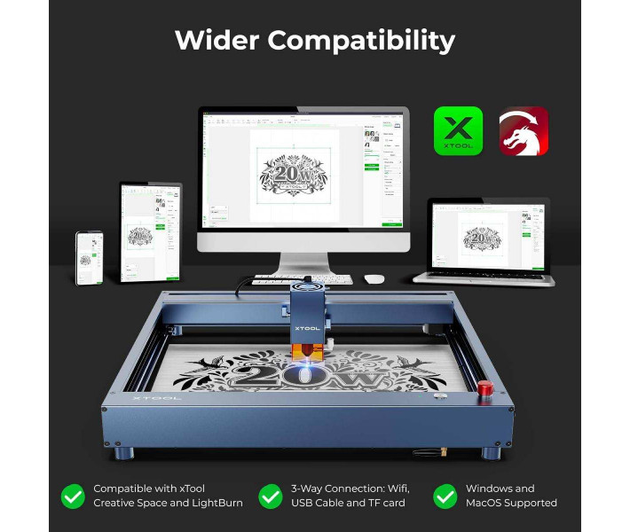 xTool D1 Pro 20W RA2 Pro Kit – Комплект xTool Гравер-різак з Ротаційними насадками