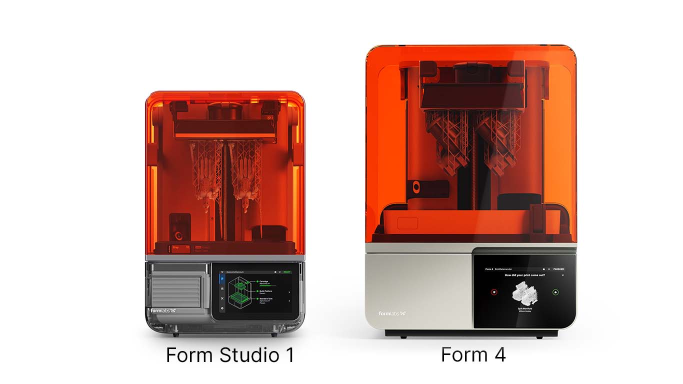 Порівняння розмірів та габаритів корпусів 3D-принтерів Formlabs Form Studio 1 та Formlabs Form 4