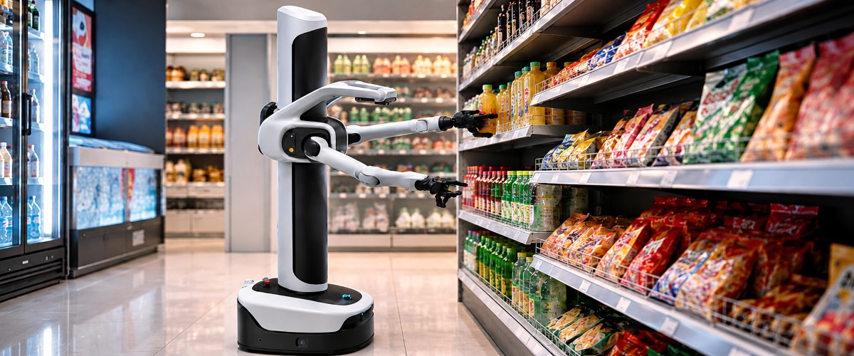 AgiBot G2 Air під час роботи біля полиць магазину