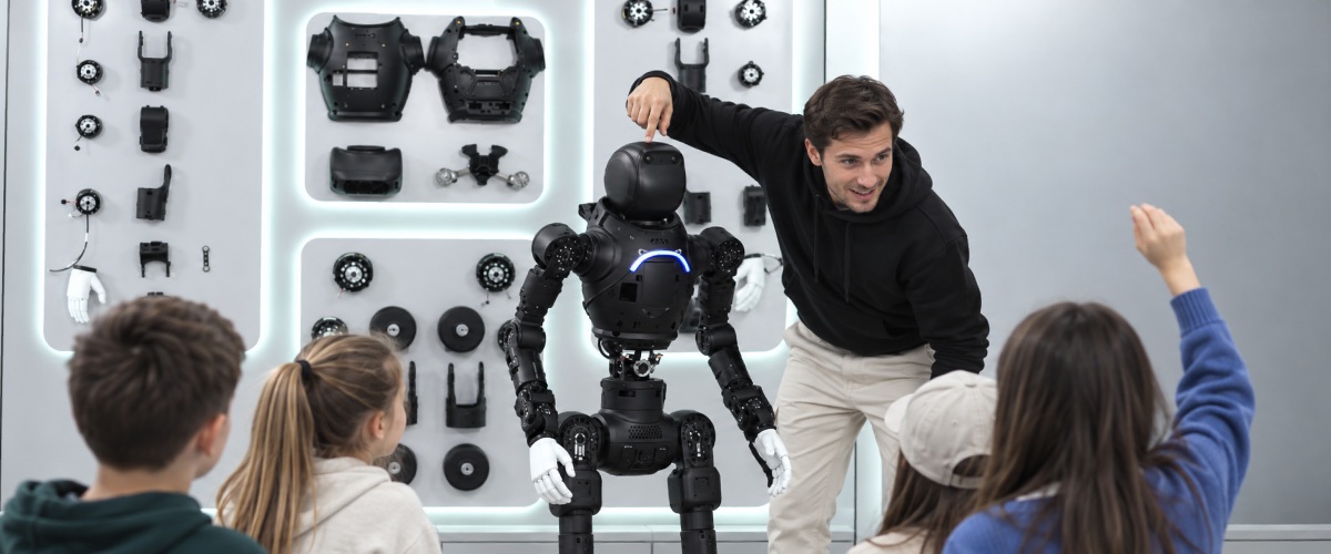 AgiBot X2 EDU під час демонстрації у навчальній аудиторії