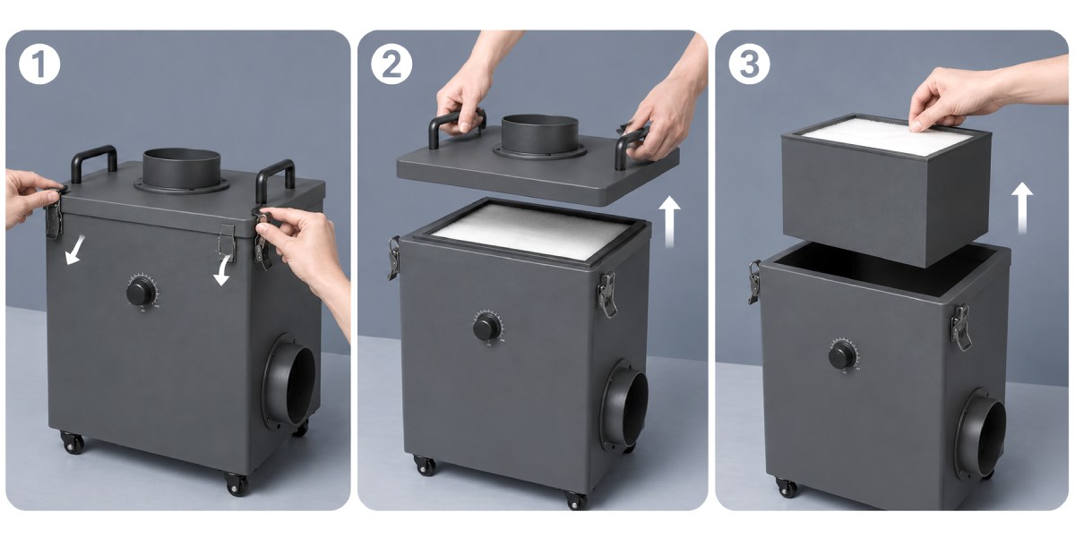 Step-by-step process of replacing the Bambu Lab Smoke Purifier Air Filter Combo for the Smoke Purifier air cleaner