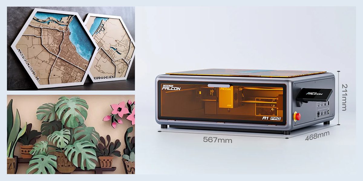 Закритий лазерний гравер-різак Creality Falcon A1 Pro 20W, розміри пристрою