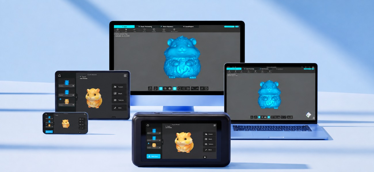 Creality Pika і програмне забезпечення CrealityScan на смартфоні планшеті та комп’ютері