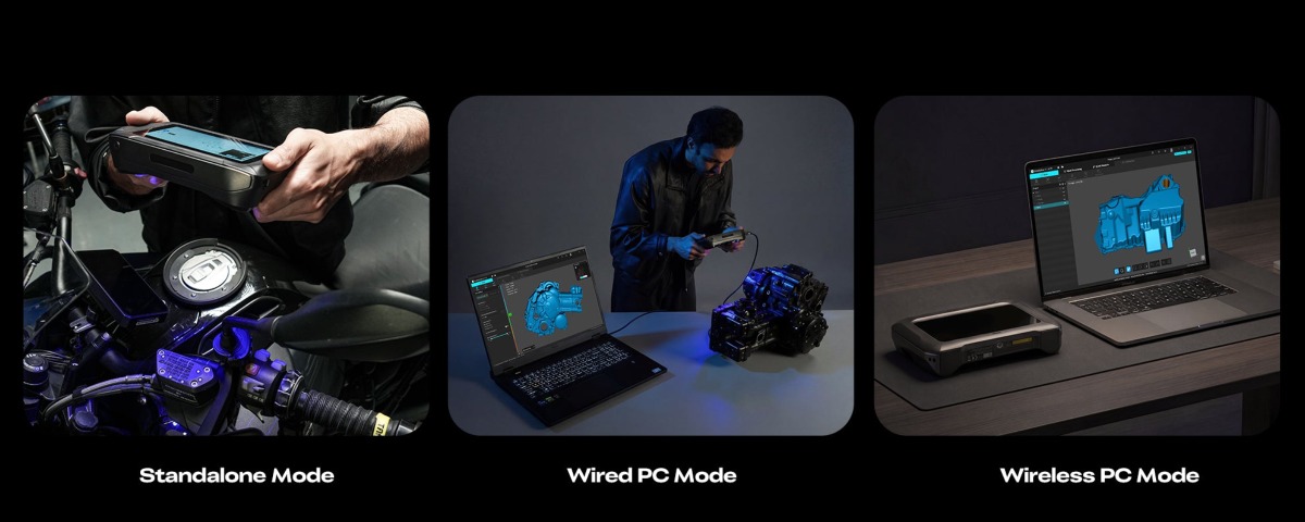 Три режими роботи 3D-сканера Creality: автономний режим, дротове підключення до ПК та бездротове підключення до ПК.