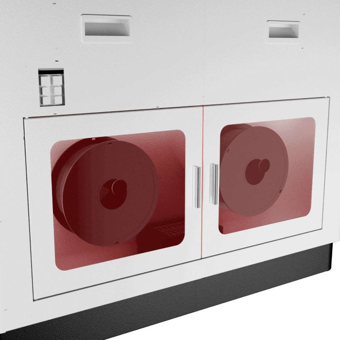 Зберігайте ваші промислові нитки сухими за допомогою спеціальної сушильної камери CreatBot D1000 Pro HS для 2 рулонів по 5 кг. CreatBot D1000 Pro HS: інтегрована сушильна камера для нитки, що підтримує 45-65°C для запобігання поглинання води матеріалами.