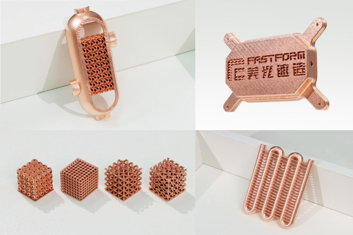 Складні мідні теплообмінники та мікроструктури, надруковані на SLM 3D-принтері FastForm AiForm-G1 із зеленим лазером.