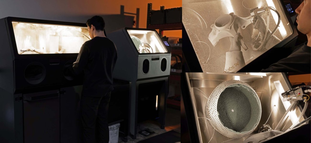 Formlabs Fuse X1 рабочий процесс с Fuse Sift для очистки SLS-деталей