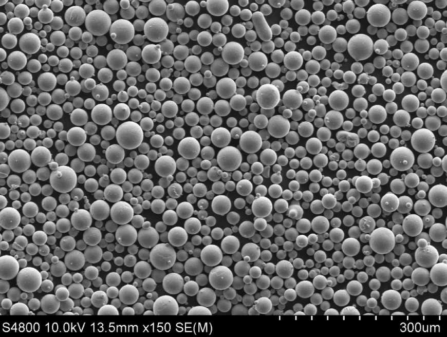 SEM-знімок порошку IMT Ti6Al4V: переважно сферичні частинки різного розміру, масштаб 300 мкм