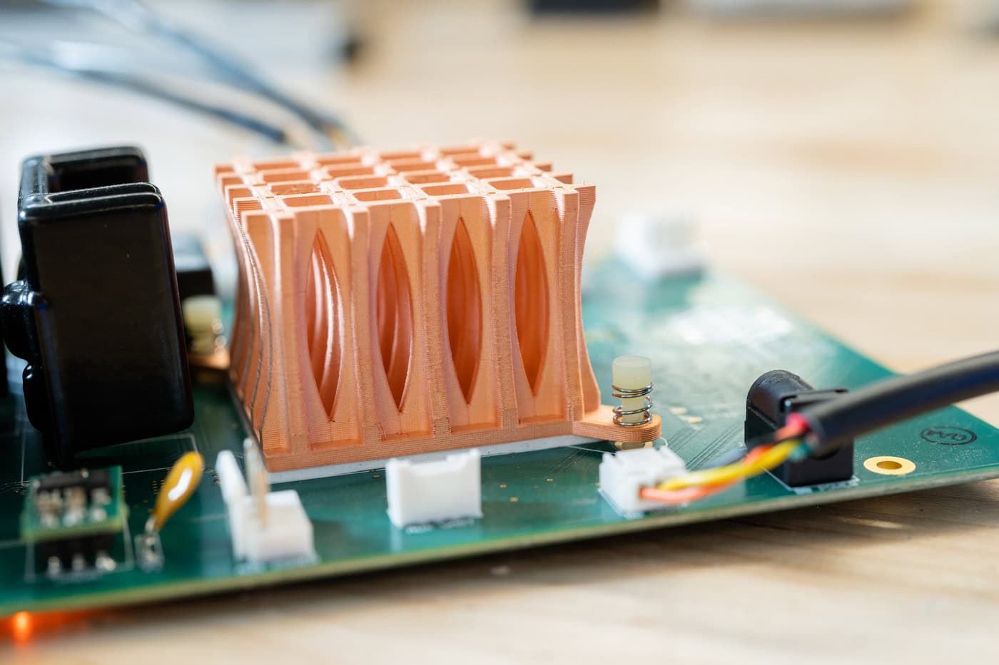 Finished 3D printed copper element in operation