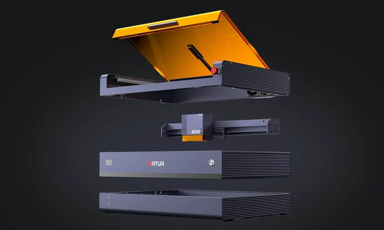 Diagram illustrating the three-layer quick assembly of the ORTUR H20.