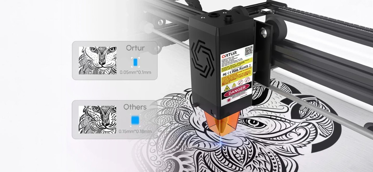Ortur LU2-10A laser module with a compact spot for detailed engraving