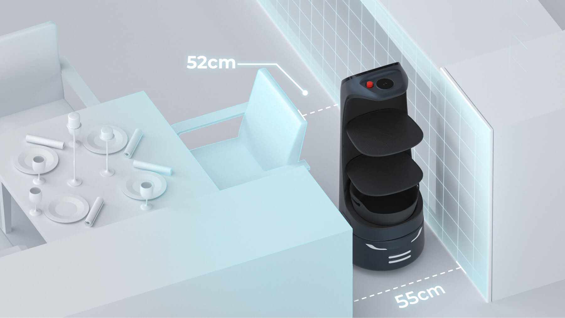 Робот PUDU KettyBot Pro рухається у вузькому просторі