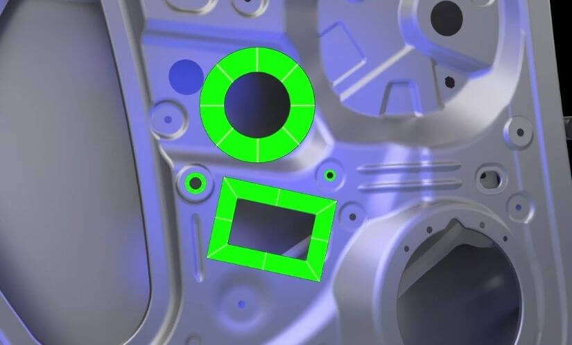 Функция интеллектуального обнаружения краев Интеллектуальное обнаружение краев для точного измерения таких элементов, как отверстия