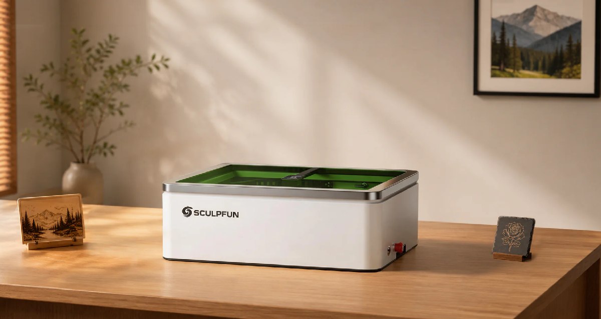 Закритий лазерний гравер SCULPFUN E1 Pro Dual у майстерні