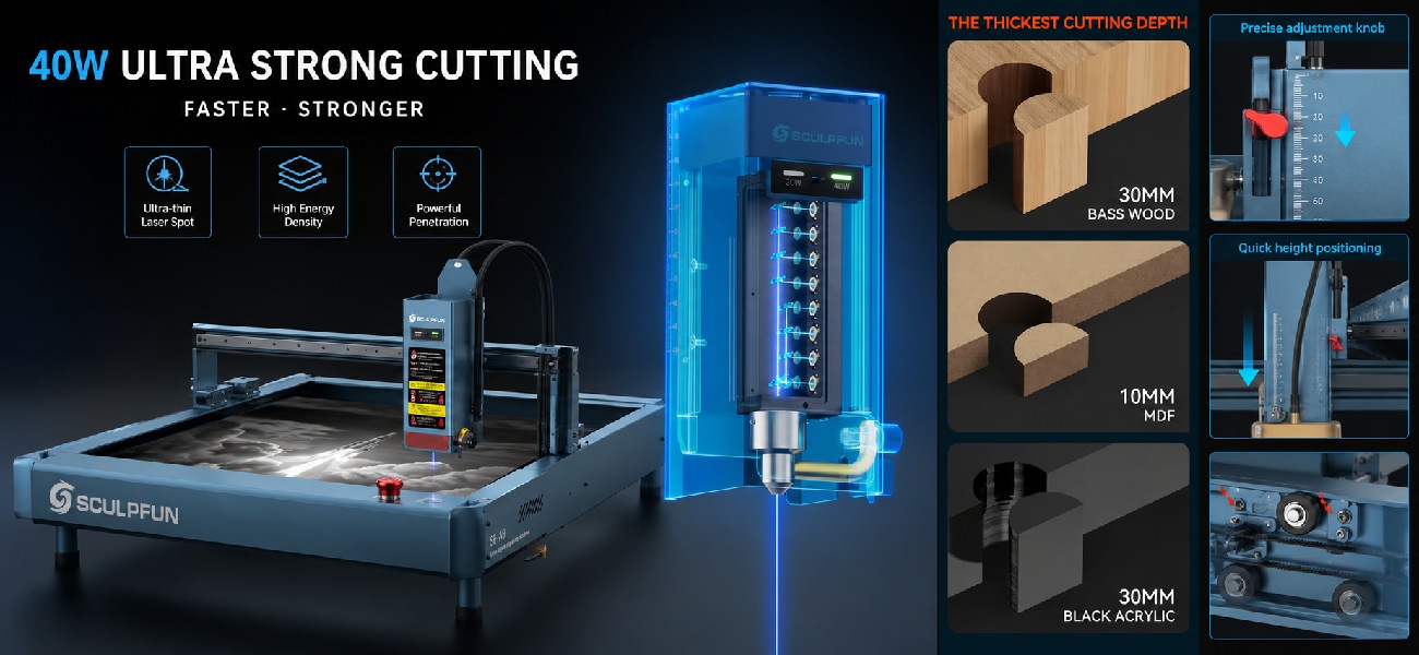 SCULPFUN SF-A9 40W deep cutting
