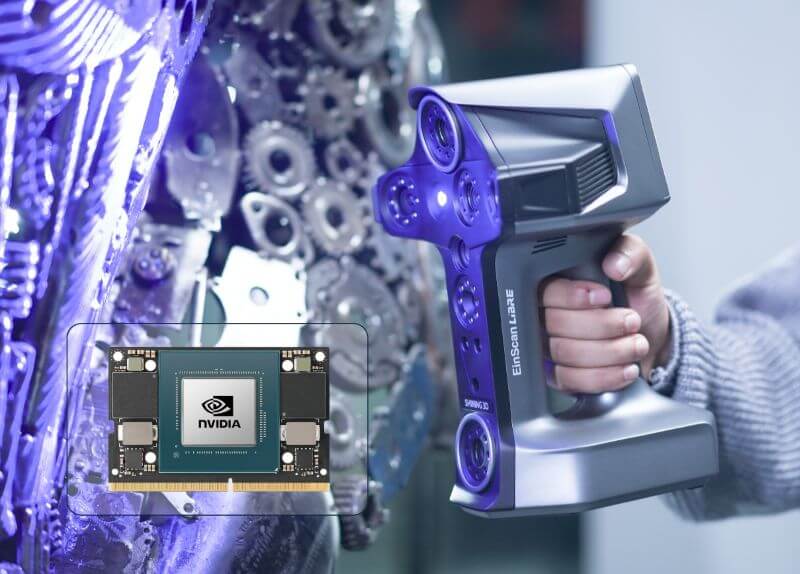 Процессор NVIDIA для встроенных вычислений Внутренний вид, освещающий процессор NVIDIA Jetson Orin NX внутри сканера