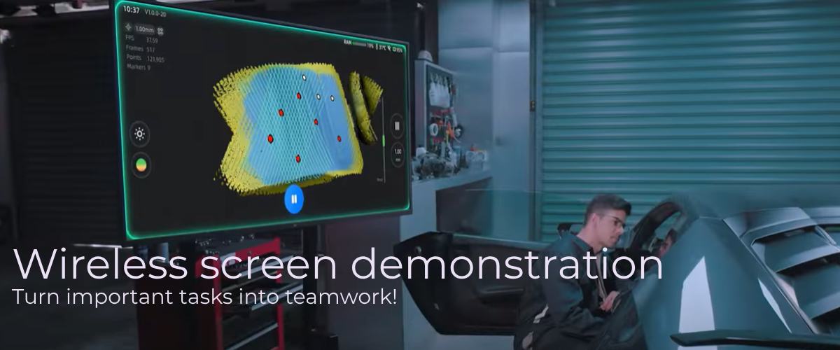 Wireless data transfer from scanner to screen