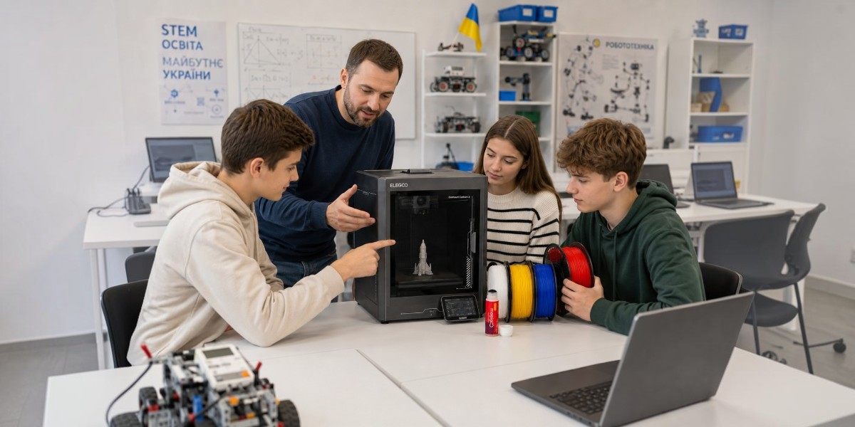 Учитель проводит урок в школьной STEM-лаборатории с использованием 3D-принтер Elegoo Centauri Carbon 2 | Стартовый набор