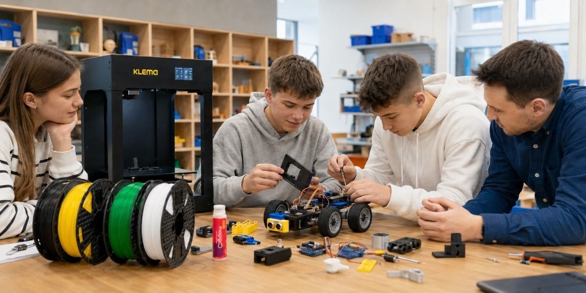 Діти використовують комплект 3D-принтер KLEMA SCHOOL | Освітній набір у навчальному процесі.