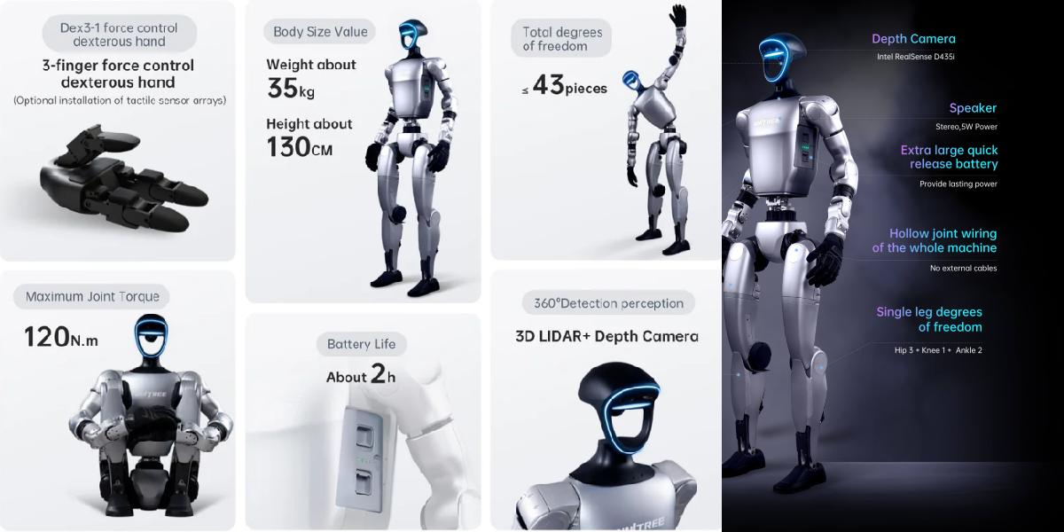 Робот гуманоид Unitree G1 Edu Advanced U2, особенности