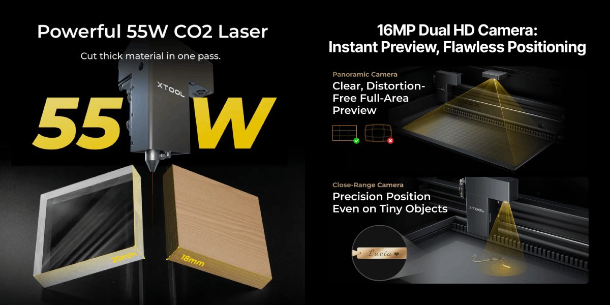 xTool P2S Versatile Bundle: потужний лазерний модуль 55W