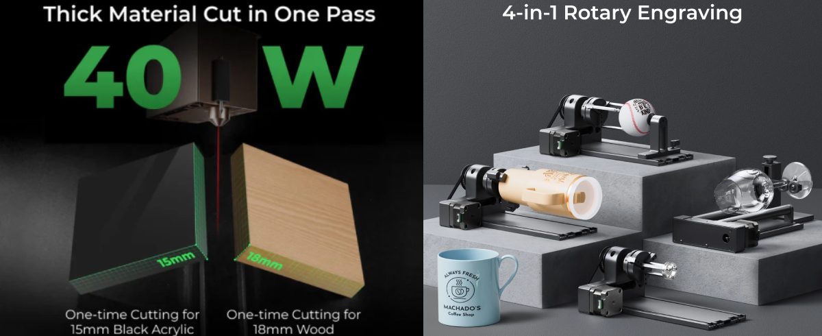 Лазерний гравер з ротаційним модулем xTool S1