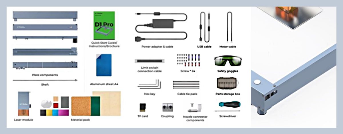 Комплектация xTool D1 Pro 20W All-In-One Kit