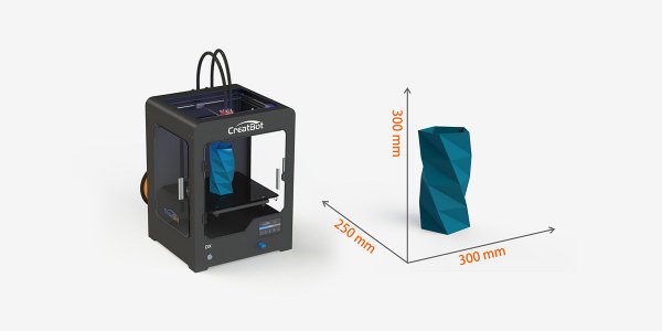 3D принтер CreatBot DX область печати