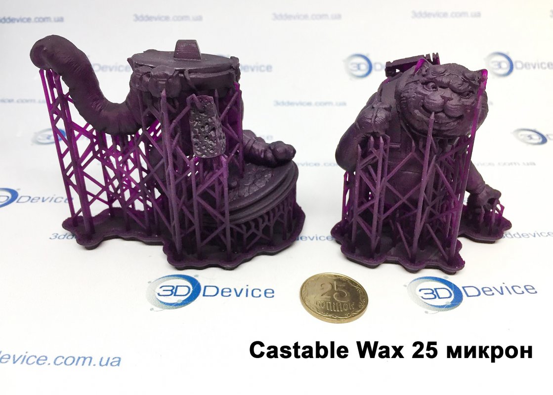 Печать из Castable Wax 25 микрон