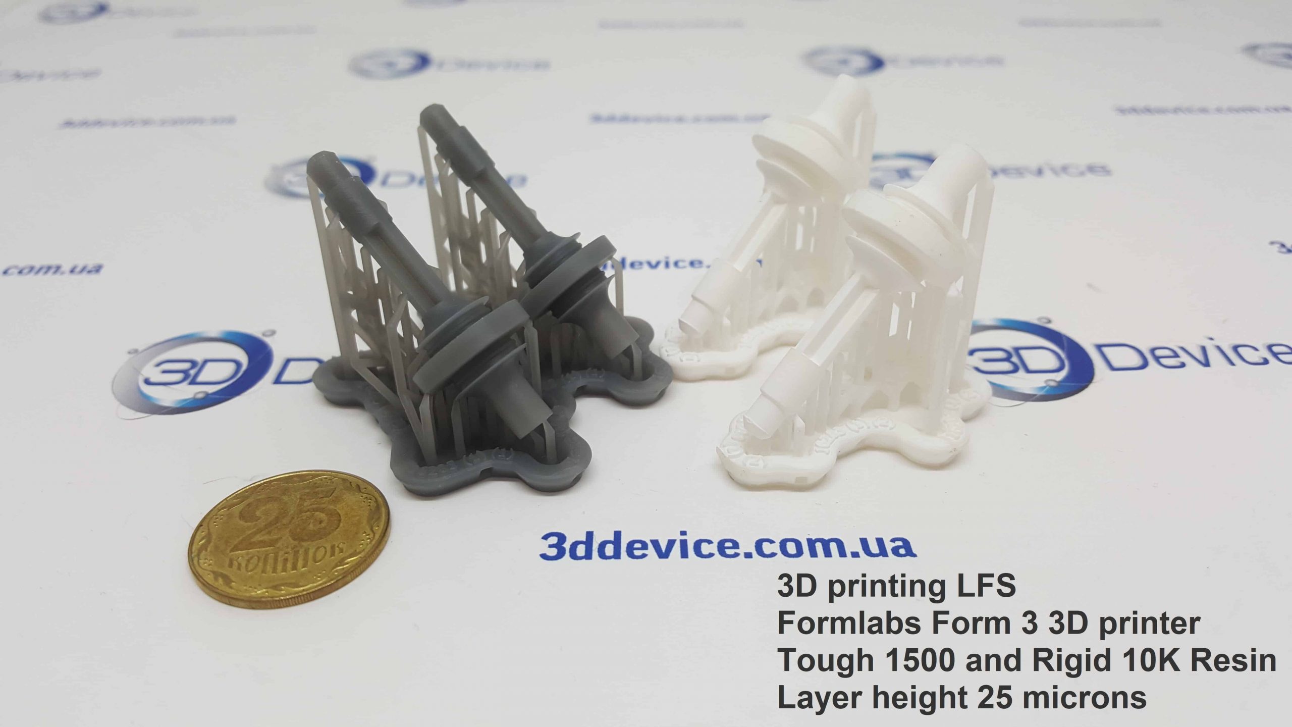 3D print LFS of the valve Formlabs Tough 1500 and Rigid 10K Resin
