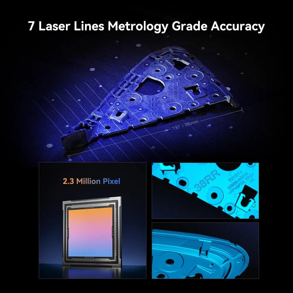 7 blue parallel laser lines