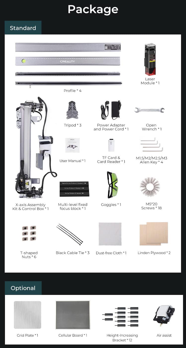Лазерный гравёр Creality CR-Laser Falcon 10W. Что в коробке?